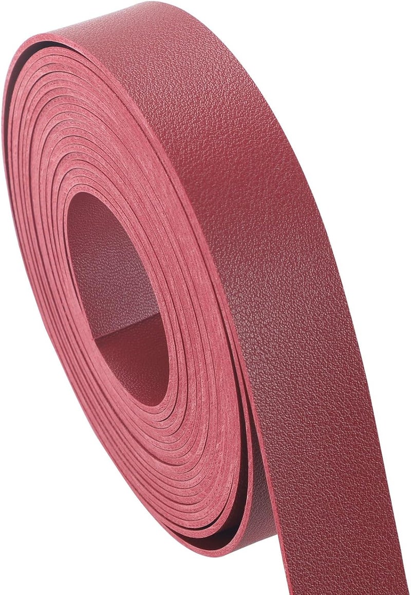 CDY Double Sided Leather Straps: 1 Inch Wide 200 Inches Long Leather Strip for DIY Craft Projects Bag Strap Very Suitable Traction Ropes (Red) - Image 1